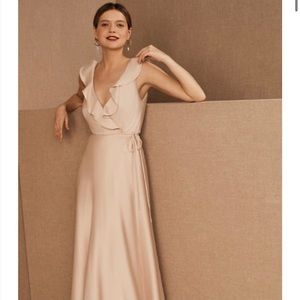 BHLDN Tansy Satin Charmeuse Dress Oyster